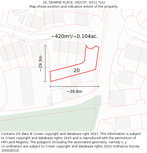 20, DEARNE PLACE, DIDCOT, OX11 7UU: Plot and title map