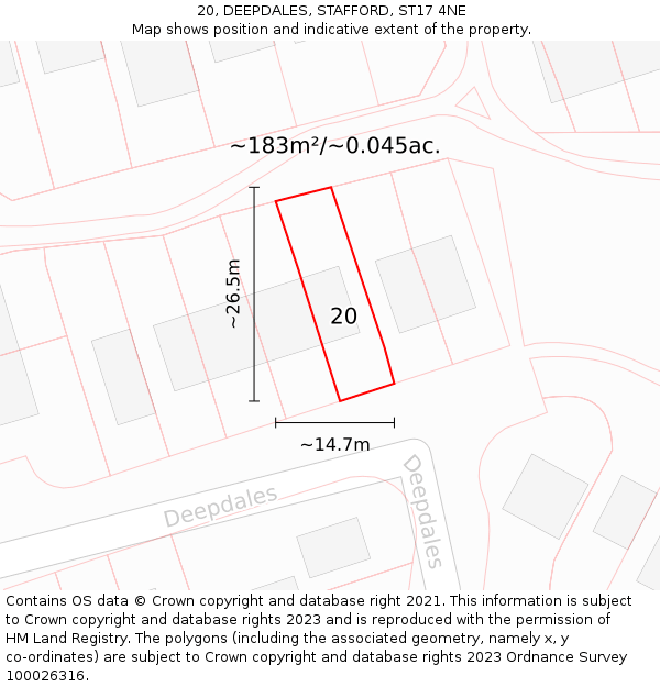 20, DEEPDALES, STAFFORD, ST17 4NE: Plot and title map