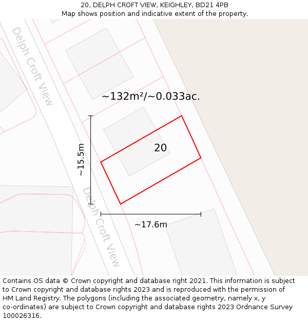 20, DELPH CROFT VIEW, KEIGHLEY, BD21 4PB: Plot and title map