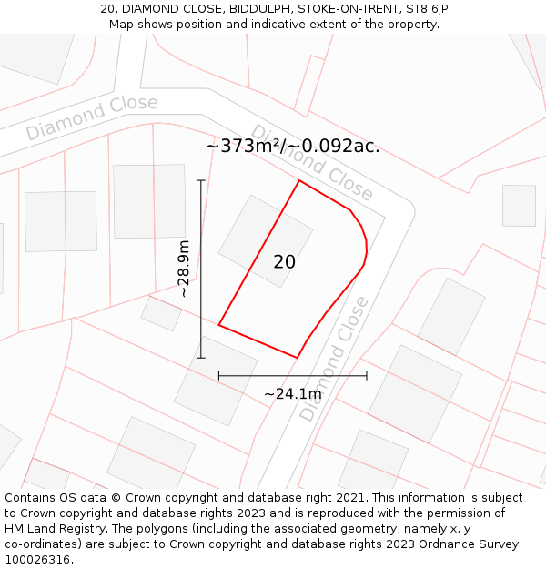20, DIAMOND CLOSE, BIDDULPH, STOKE-ON-TRENT, ST8 6JP: Plot and title map