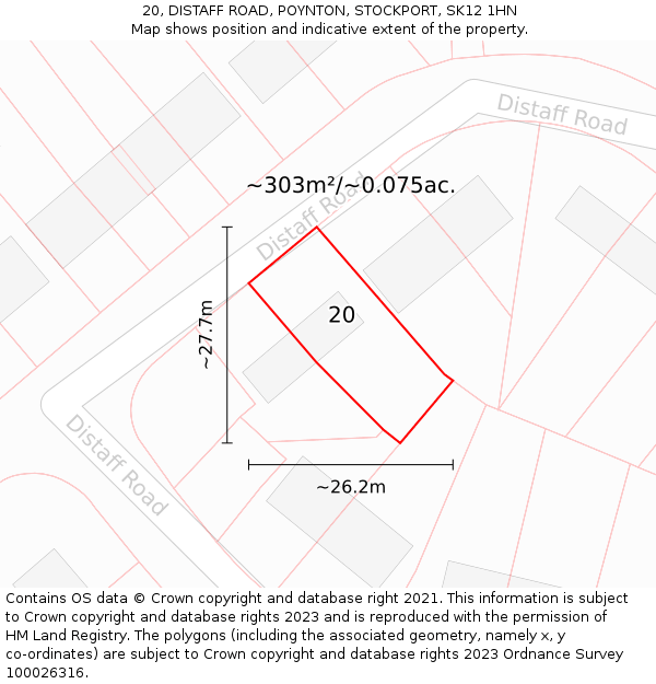 20, DISTAFF ROAD, POYNTON, STOCKPORT, SK12 1HN: Plot and title map