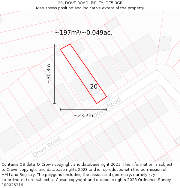 20, DOVE ROAD, RIPLEY, DE5 3GR: Plot and title map