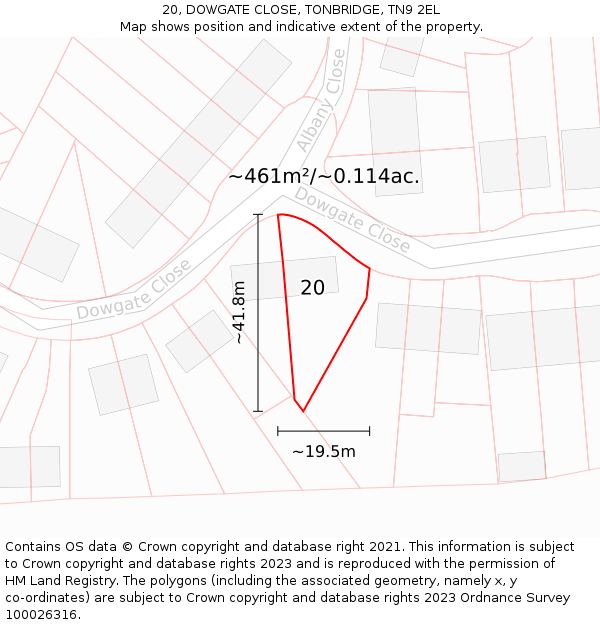 20, DOWGATE CLOSE, TONBRIDGE, TN9 2EL: Plot and title map