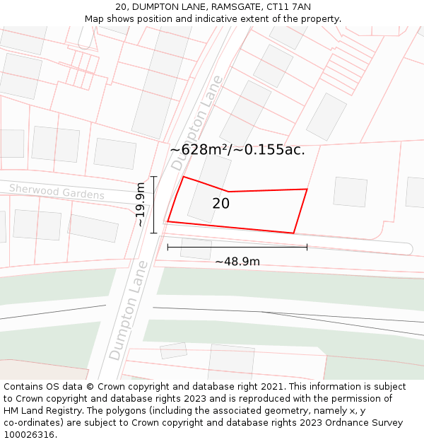 20, DUMPTON LANE, RAMSGATE, CT11 7AN: Plot and title map