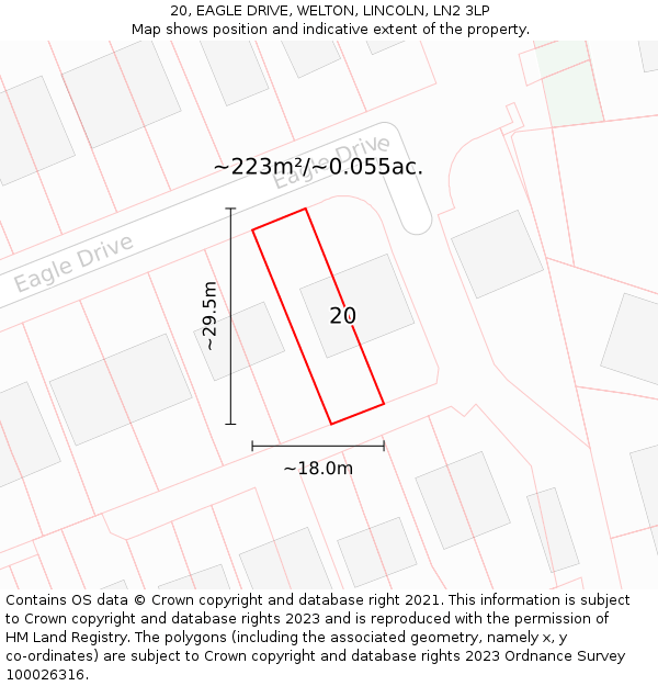 20, EAGLE DRIVE, WELTON, LINCOLN, LN2 3LP: Plot and title map