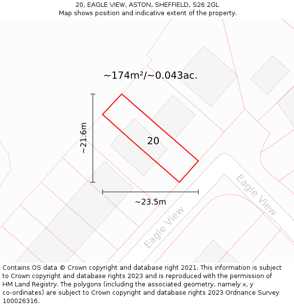 20, EAGLE VIEW, ASTON, SHEFFIELD, S26 2GL: Plot and title map