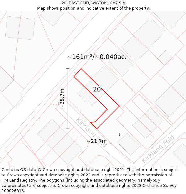 20, EAST END, WIGTON, CA7 9JA: Plot and title map