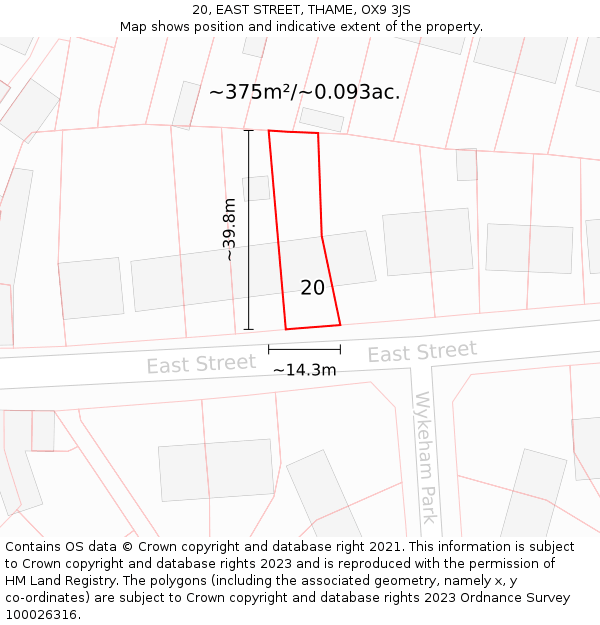 20, EAST STREET, THAME, OX9 3JS: Plot and title map