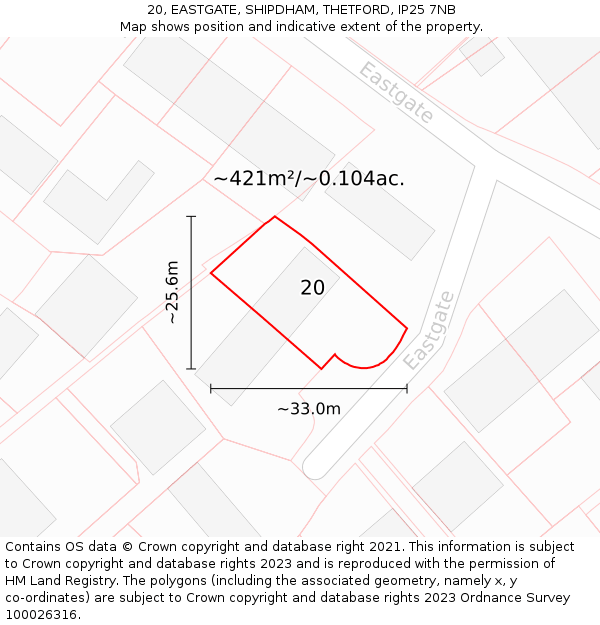 20, EASTGATE, SHIPDHAM, THETFORD, IP25 7NB: Plot and title map