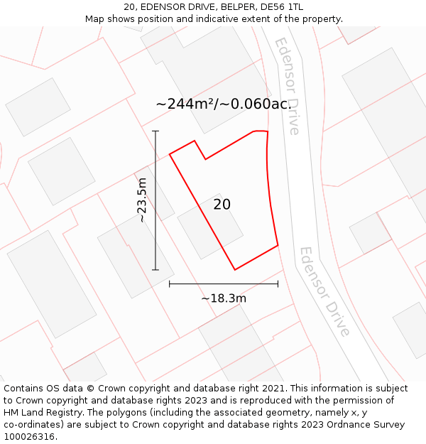 20, EDENSOR DRIVE, BELPER, DE56 1TL: Plot and title map