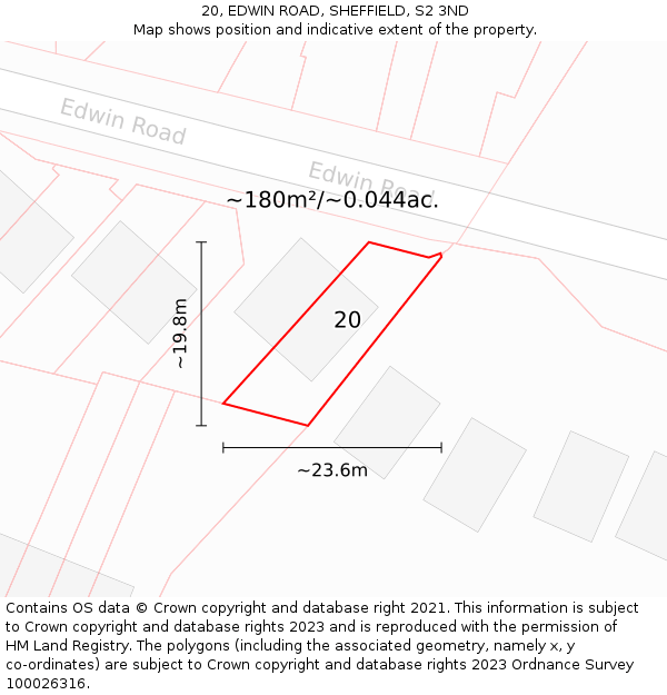 20, EDWIN ROAD, SHEFFIELD, S2 3ND: Plot and title map