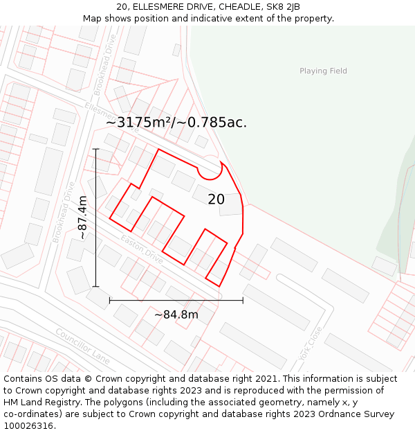 20, ELLESMERE DRIVE, CHEADLE, SK8 2JB: Plot and title map