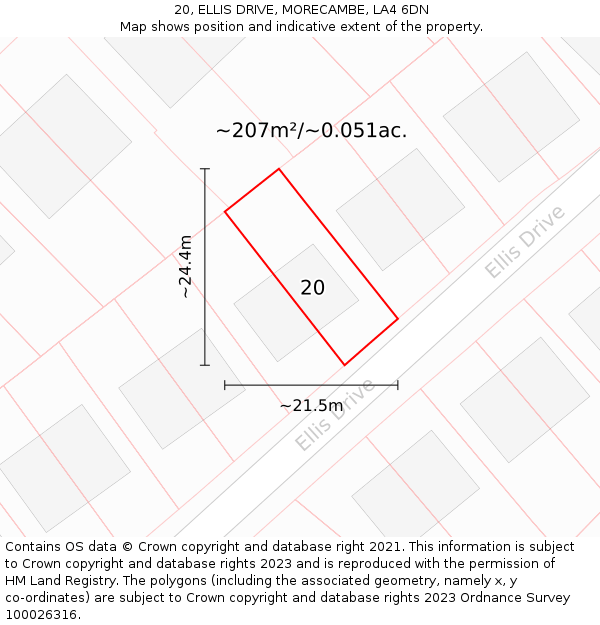 20, ELLIS DRIVE, MORECAMBE, LA4 6DN: Plot and title map