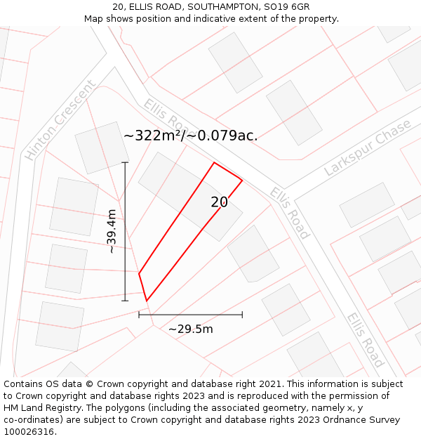 20, ELLIS ROAD, SOUTHAMPTON, SO19 6GR: Plot and title map