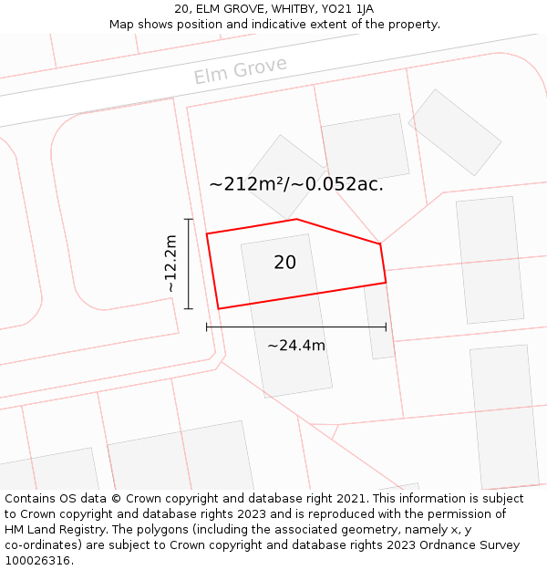 20, ELM GROVE, WHITBY, YO21 1JA: Plot and title map