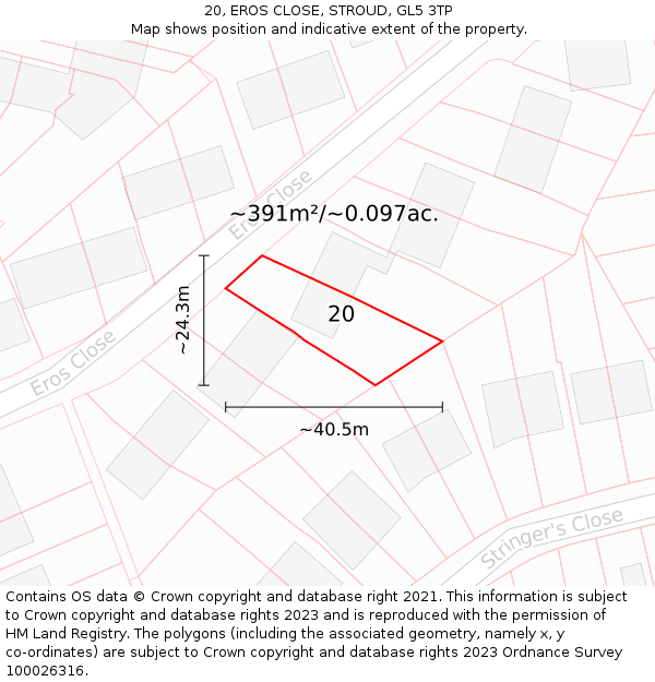 20, EROS CLOSE, STROUD, GL5 3TP: Plot and title map