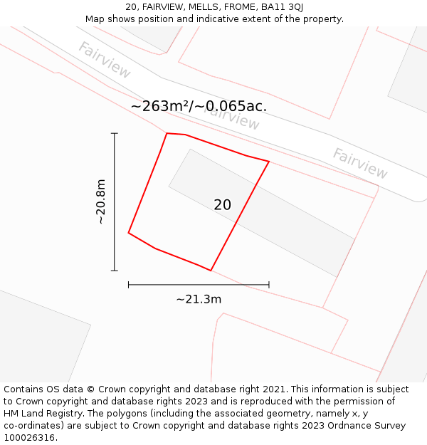 20, FAIRVIEW, MELLS, FROME, BA11 3QJ: Plot and title map