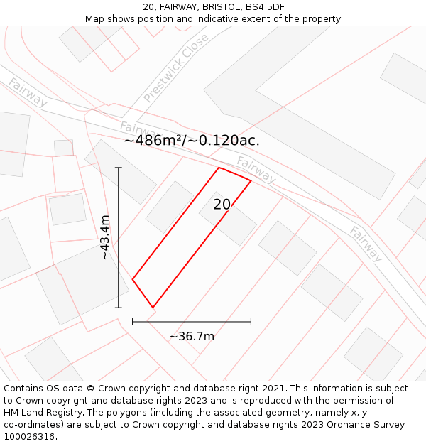 20, FAIRWAY, BRISTOL, BS4 5DF: Plot and title map