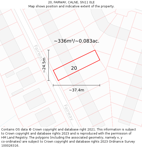 20, FAIRWAY, CALNE, SN11 0LE: Plot and title map