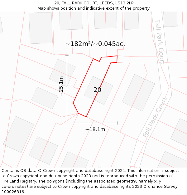 20, FALL PARK COURT, LEEDS, LS13 2LP: Plot and title map