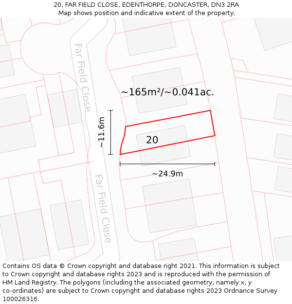 20, FAR FIELD CLOSE, EDENTHORPE, DONCASTER, DN3 2RA: Plot and title map