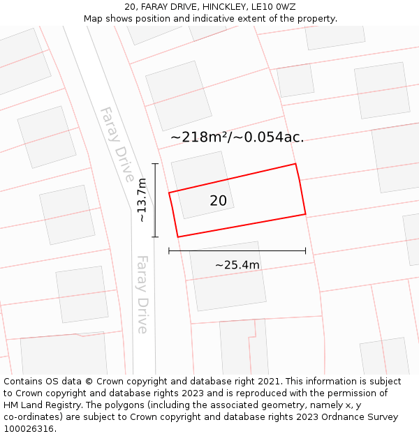 20, FARAY DRIVE, HINCKLEY, LE10 0WZ: Plot and title map