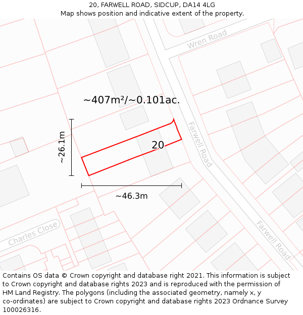 20, FARWELL ROAD, SIDCUP, DA14 4LG: Plot and title map