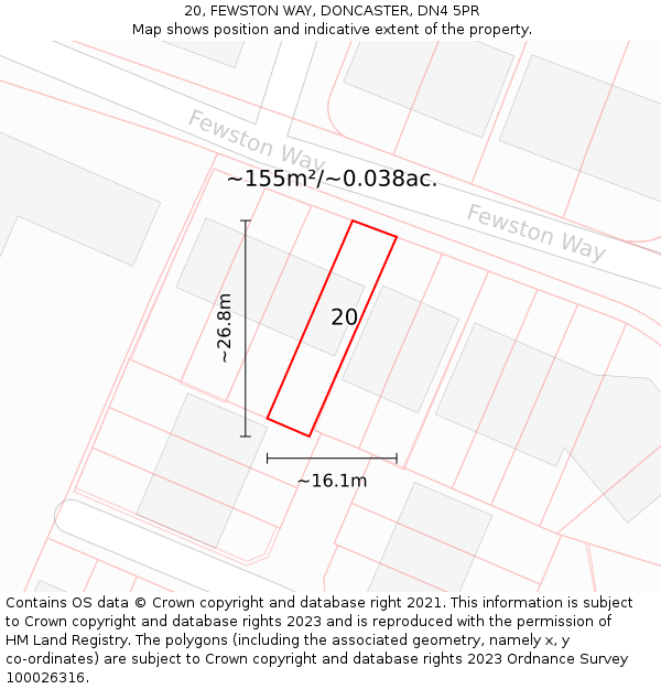 20, FEWSTON WAY, DONCASTER, DN4 5PR: Plot and title map