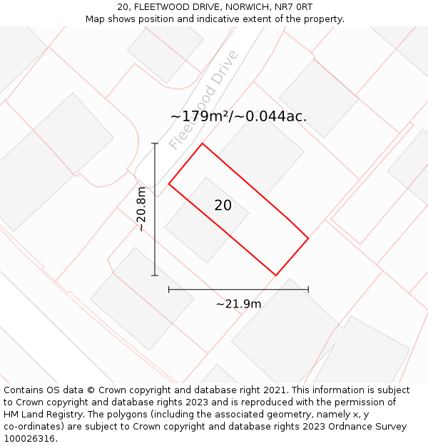 20, FLEETWOOD DRIVE, NORWICH, NR7 0RT: Plot and title map