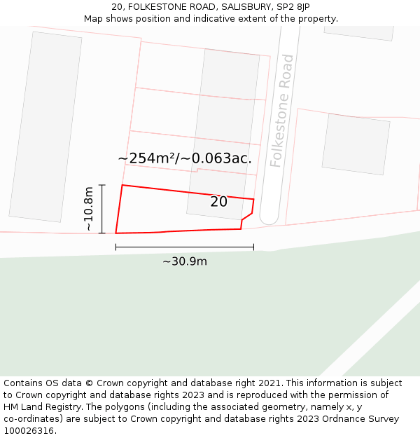 20, FOLKESTONE ROAD, SALISBURY, SP2 8JP: Plot and title map