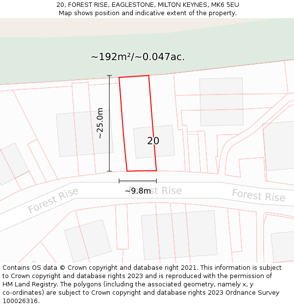 20, FOREST RISE, EAGLESTONE, MILTON KEYNES, MK6 5EU: Plot and title map