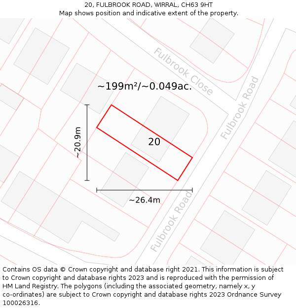 20, FULBROOK ROAD, WIRRAL, CH63 9HT: Plot and title map