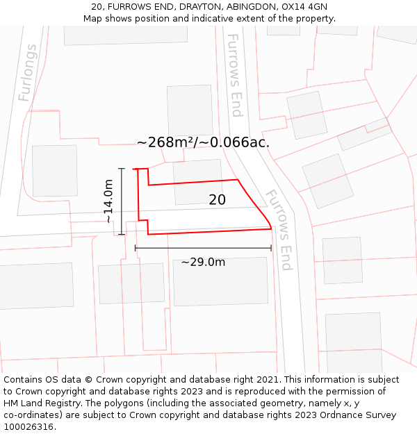 20, FURROWS END, DRAYTON, ABINGDON, OX14 4GN: Plot and title map