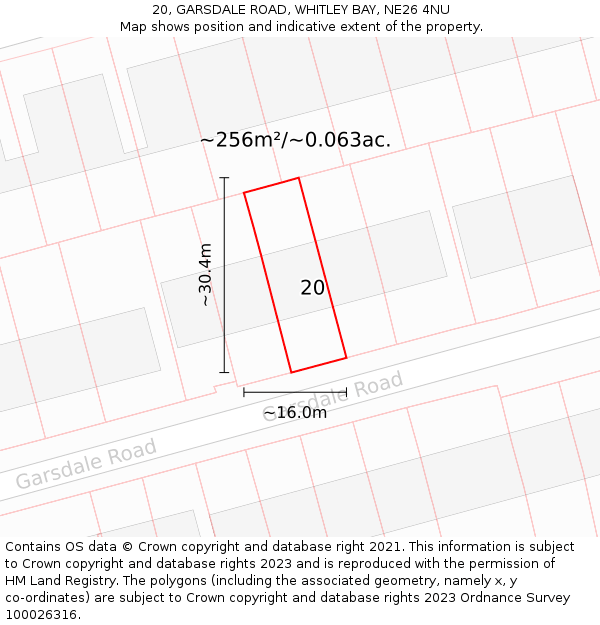 20, GARSDALE ROAD, WHITLEY BAY, NE26 4NU: Plot and title map