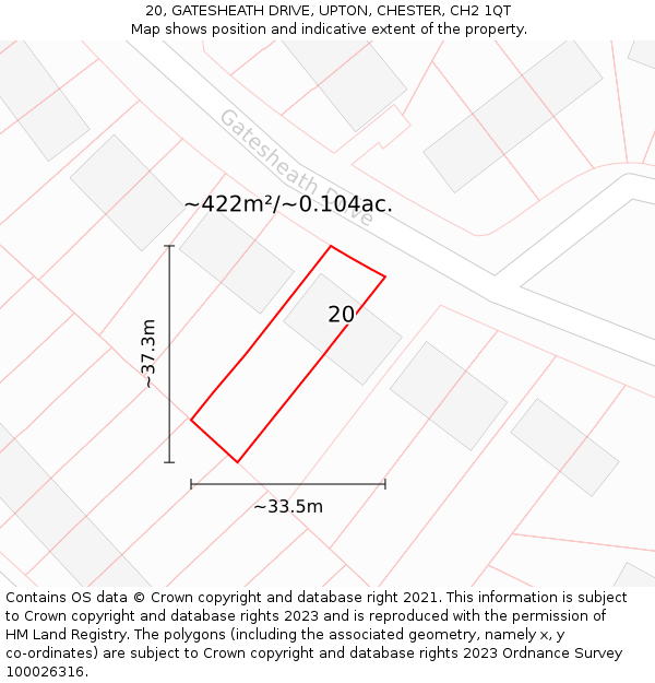 20, GATESHEATH DRIVE, UPTON, CHESTER, CH2 1QT: Plot and title map