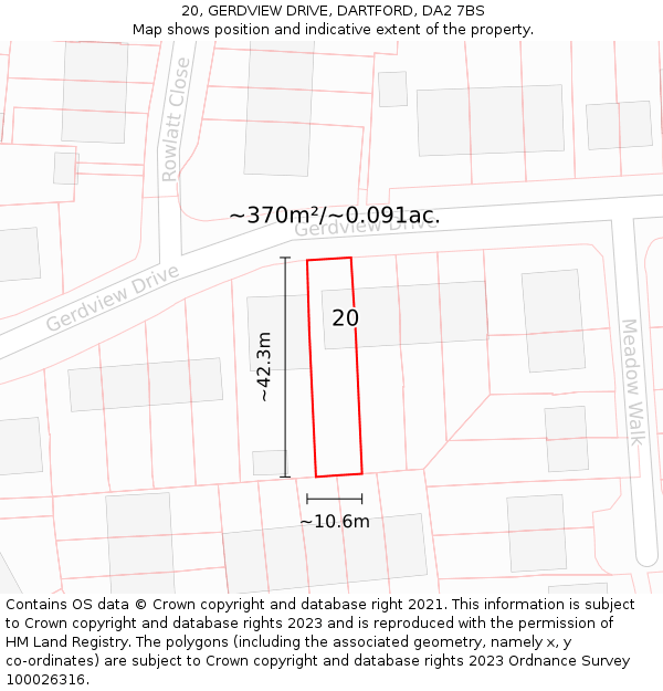 20, GERDVIEW DRIVE, DARTFORD, DA2 7BS: Plot and title map