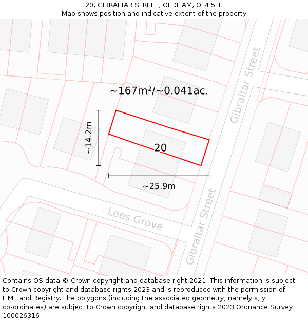 20, GIBRALTAR STREET, OLDHAM, OL4 5HT: Plot and title map