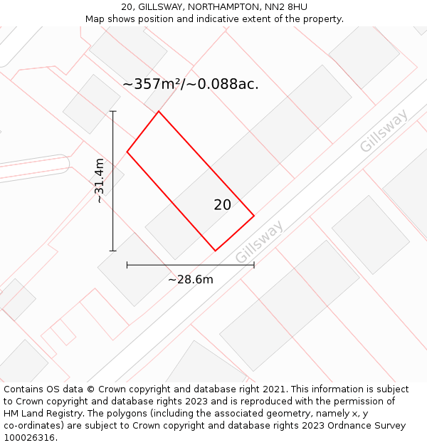 20, GILLSWAY, NORTHAMPTON, NN2 8HU: Plot and title map