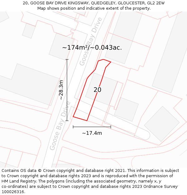 20, GOOSE BAY DRIVE KINGSWAY, QUEDGELEY, GLOUCESTER, GL2 2EW: Plot and title map