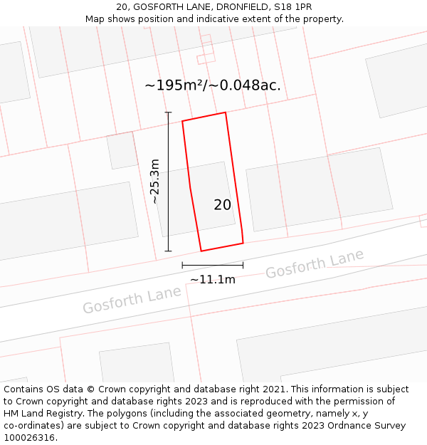20, GOSFORTH LANE, DRONFIELD, S18 1PR: Plot and title map