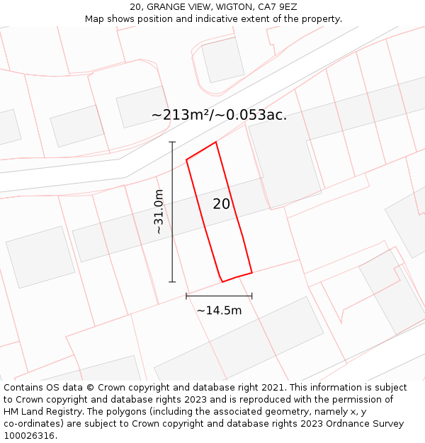 20, GRANGE VIEW, WIGTON, CA7 9EZ: Plot and title map