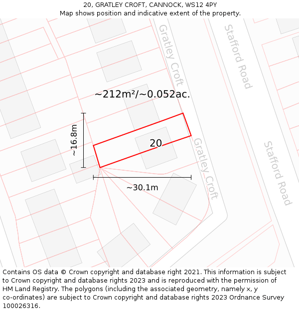 20, GRATLEY CROFT, CANNOCK, WS12 4PY: Plot and title map
