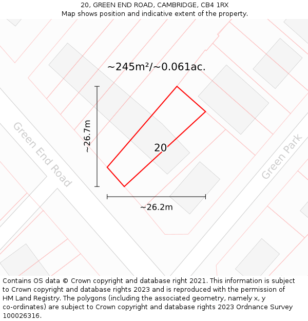 20, GREEN END ROAD, CAMBRIDGE, CB4 1RX: Plot and title map