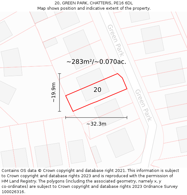 20, GREEN PARK, CHATTERIS, PE16 6DL: Plot and title map