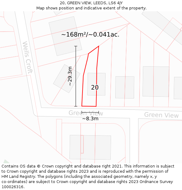 20, GREEN VIEW, LEEDS, LS6 4JY: Plot and title map