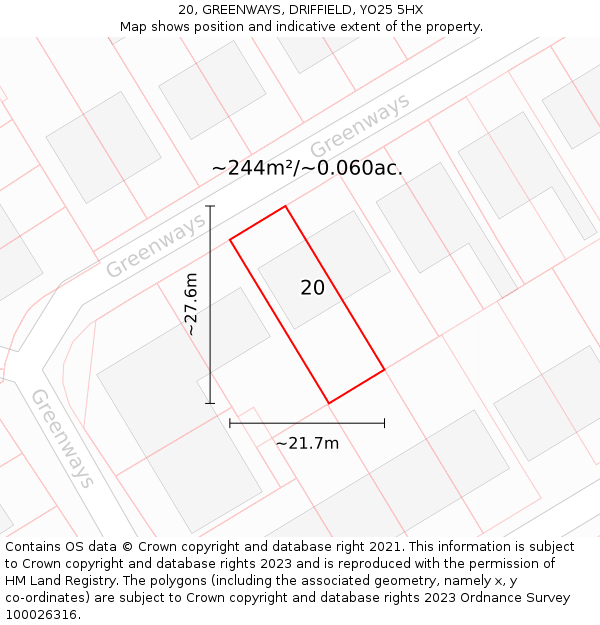 20, GREENWAYS, DRIFFIELD, YO25 5HX: Plot and title map