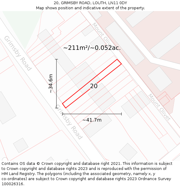 20, GRIMSBY ROAD, LOUTH, LN11 0DY: Plot and title map