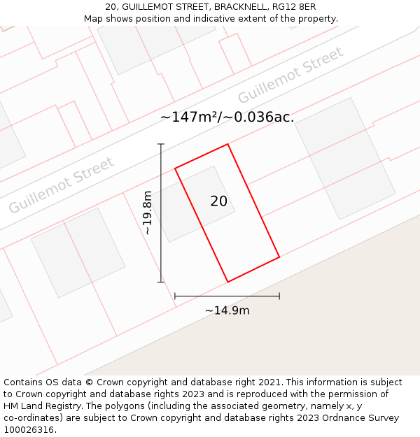 20, GUILLEMOT STREET, BRACKNELL, RG12 8ER: Plot and title map