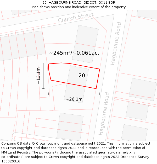 20, HAGBOURNE ROAD, DIDCOT, OX11 8DR: Plot and title map