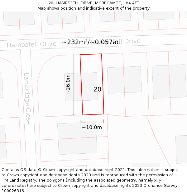 20, HAMPSFELL DRIVE, MORECAMBE, LA4 4TT: Plot and title map